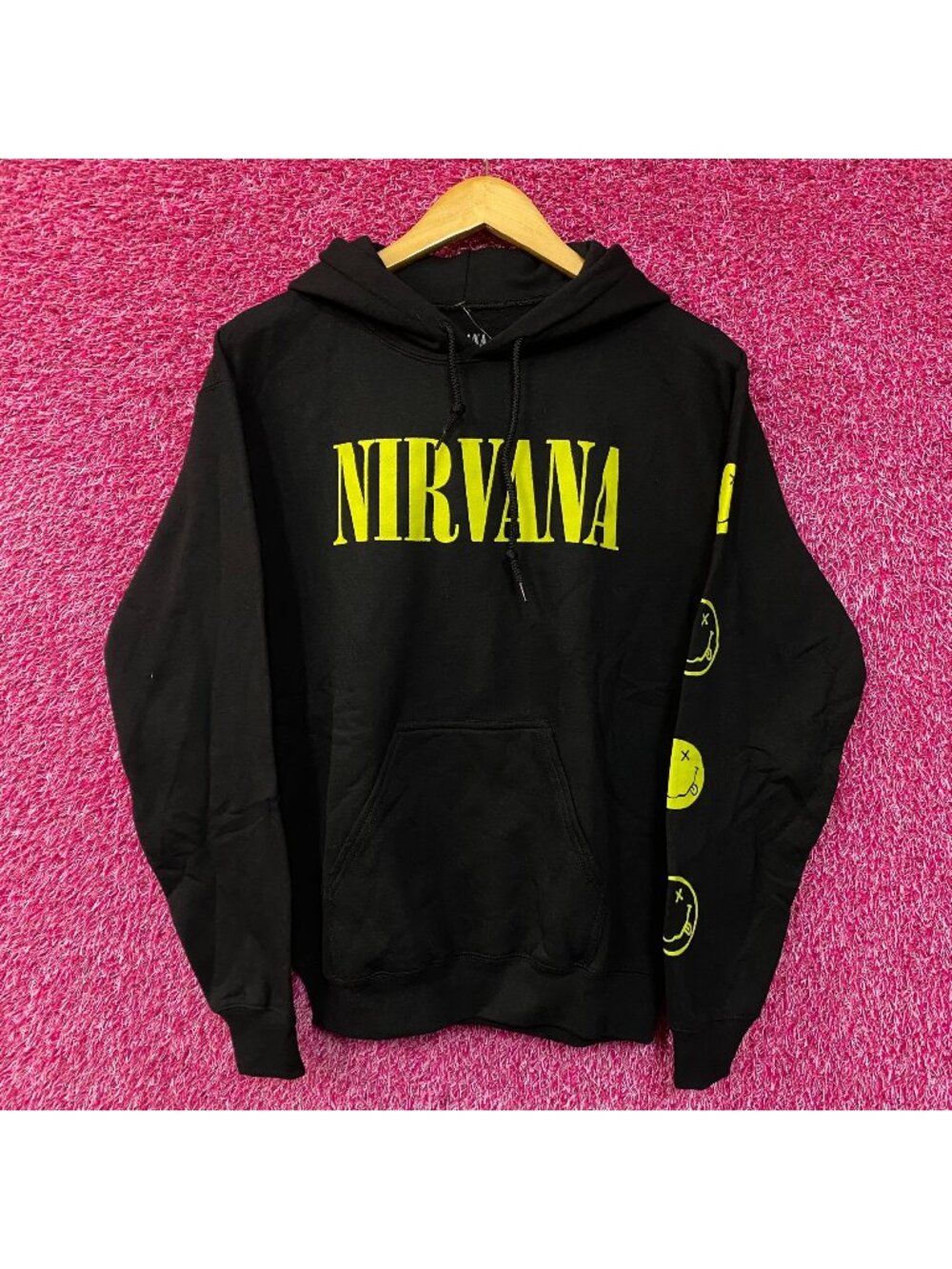 Nirvana Nevermind Dead Smiley Logo Grunge Band Graphic Hoodie Small
